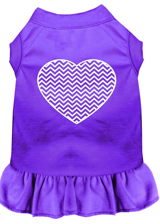 Chevron Heart Screen Print Dress Purple XS